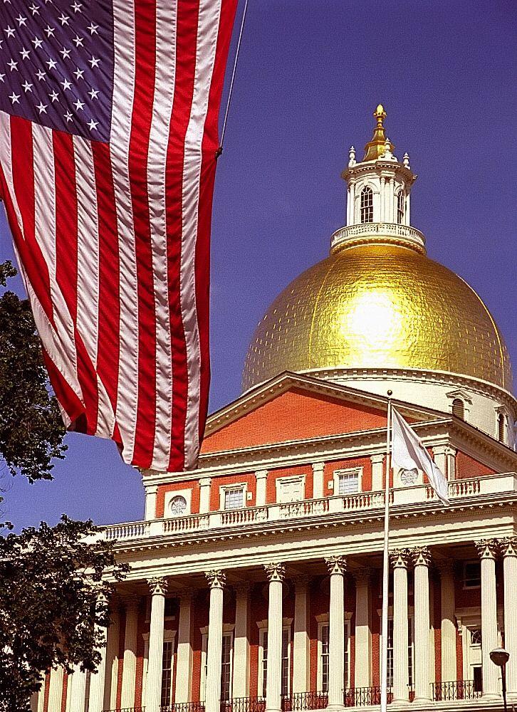 American flag and government setting